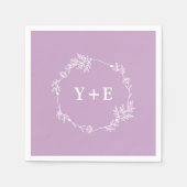 Serviette En Papier Élégant simple Lilac violet Mariage monogramme (Devant)