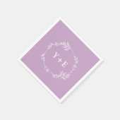 Serviette En Papier Élégant simple Lilac violet Mariage monogramme (Coin)