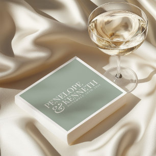 Serviette En Papier Élégant Simple Mariage Personnalisé Sauge Poussiér