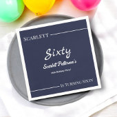 Serviette En Papier Elégant Simple Marine Bleu Blanc Moderne Anniversa