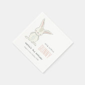 Serviette En Papier Élégant Simple Mignonne Rose Blush Bunny Anniversa (Coin)