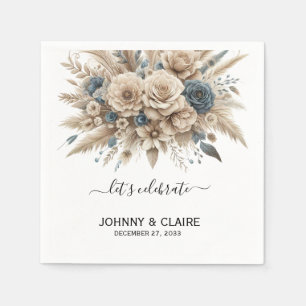 Serviette En Papier Élégant Simple Moderne Bohème Herbe de Pampas Clas