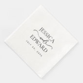 Serviette En Papier Élégant simple Monogramme moderne chic minimal Scr (Coin)