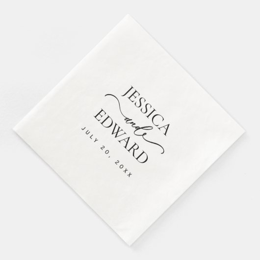 Serviette En Papier Élégant simple Monogramme moderne chic minimal Scr (Coin)