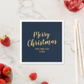 Serviette En Papier Elégant Simple Navy Bleu Joyeux Noël (En situation)