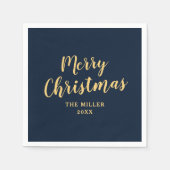 Serviette En Papier Elégant Simple Navy Bleu Joyeux Noël (Devant)
