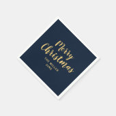 Serviette En Papier Elégant Simple Navy Bleu Joyeux Noël (Coin)