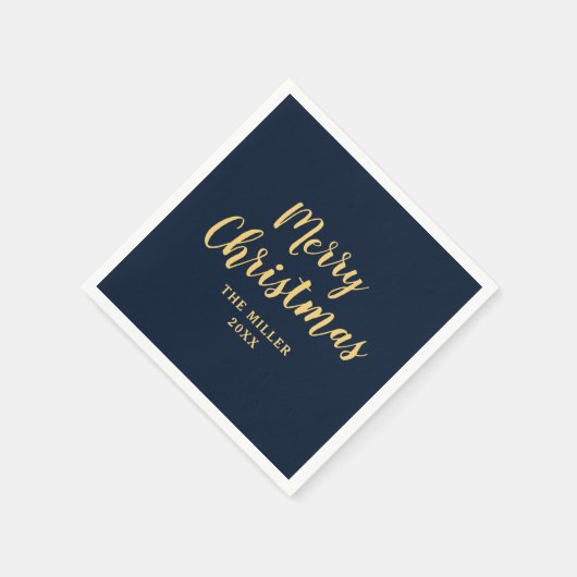 Serviette En Papier Elégant Simple Navy Bleu Joyeux Noël (Coin)