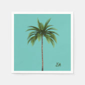 Serviette En Papier Élégant simple palmiers Tropical Beach Monogramme (Devant)