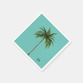 Serviette En Papier Élégant simple palmiers Tropical Beach Monogramme (Coin)