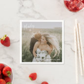 Serviette En Papier Élégant simple photo Mariage moderne (En situation)