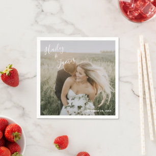 Serviette En Papier Élégant simple photo Mariage moderne