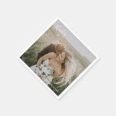 Serviette En Papier Élégant simple photo Mariage moderne (Coin)