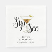 Serviette En Papier Elégant Sip & See Martini Cocktail Baby shower (Devant)