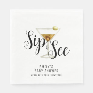 Serviette En Papier Elégant Sip & See Martini Cocktail Baby shower