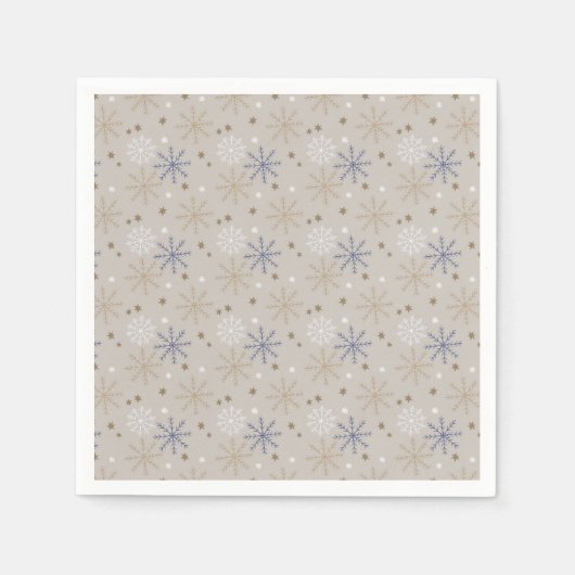 Serviette En Papier Elegant Snowflake Pattern Beige  (Devant)