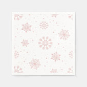 Serviette En Papier Élégant Snowflakes rose Hiver Wonderland (Devant)