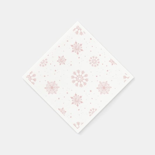 Serviette En Papier Élégant Snowflakes rose Hiver Wonderland (Coin)