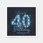 Serviette En Papier Elegant Sparkle Teal Blue Gemstone 40th Birthday (Devant)