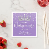 Serviette En Papier Elegant Sparkles Quinceañera Crown Lilac Purple (En situation)