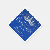Serviette En Papier Elegant Sparkles Quinceañera Crown Royal Blue (Coin)
