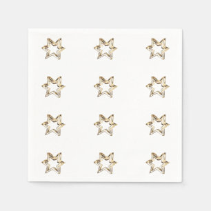 Serviette En Papier Élégant Stars Motifs Étoiles Faux Gold Stars