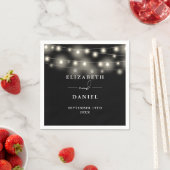 Serviette En Papier Elegant String Lights Black And White Wedding (En situation)