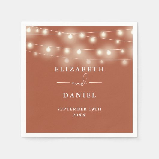 Serviette En Papier Elegant String Lights Terracotta Wedding (Devant)