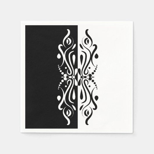 Serviette En Papier Élégant style arlequin Abstrait noir et blanc (Devant)