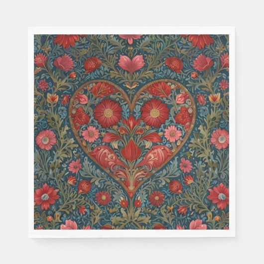 Serviette En Papier Élégant style de coeur victorien Valentines Day (Devant)