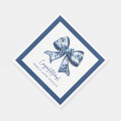 Serviette En Papier Elegant Stylish Blue Floral Bow Congratulations (Coin)