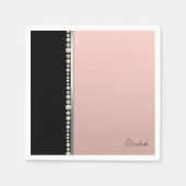 Serviette En Papier Elégant Stylish Pearls Diamonds Rose Noir (Devant)