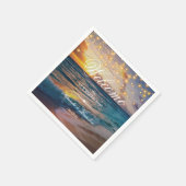 Serviette En Papier Elégant Sunset Beach Mariage d'été (Coin)