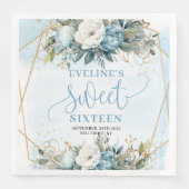 Serviette En Papier Elegant Sweet 16th Dusty Blue Greenery Table  (Devant)