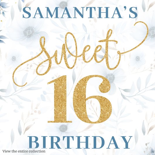 Serviette En Papier Elégant Sweet sixteen de Parties scintillant bleu