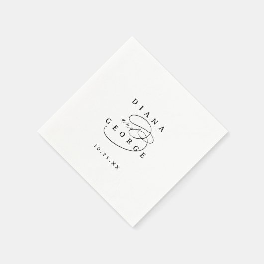 Serviette En Papier Elegant Swirl Script Simple Wedding (Coin)