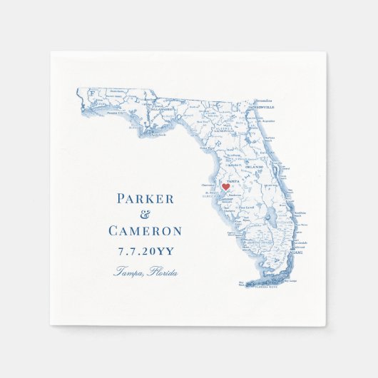 Serviette En Papier Élégant Tampa Florida Mariage carte (Devant)