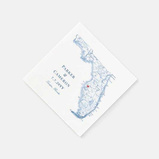 Serviette En Papier Élégant Tampa Florida Mariage carte (Coin)