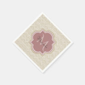 Serviette En Papier Élégant Tan Arched Scallops Mauve Monogramme Nom (Coin)