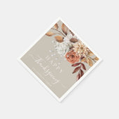 Serviette En Papier Elégant Taupe Bon thanksgiving floral automne (Coin)
