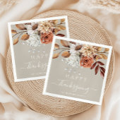 Serviette En Papier Elégant Taupe Bon thanksgiving floral automne