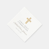 Serviette En Papier Elégant Taupe Croix Religieuse Première Communion (Coin)