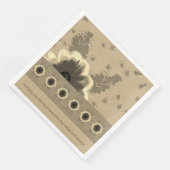 Serviette En Papier Élégant Taupe Floral (Coin)