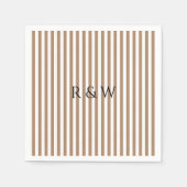 Serviette En Papier Élégant Taupe Stripes Mariage Été (Devant)