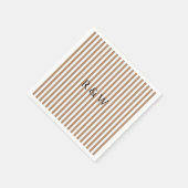 Serviette En Papier Élégant Taupe Stripes Mariage Été (Coin)