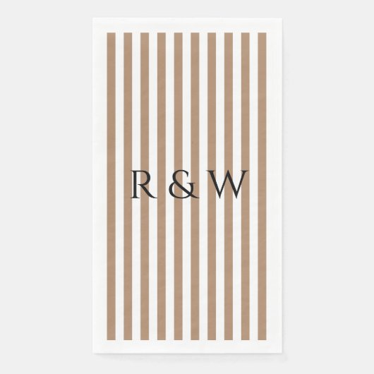 Serviette En Papier Élégant Taupe Stripes Mariage Été (Devant)