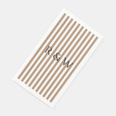 Serviette En Papier Élégant Taupe Stripes Mariage Été (Coin)