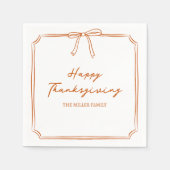 Serviette En Papier Élégant Thanksgiving Burange Simple Chic Bow (Devant)