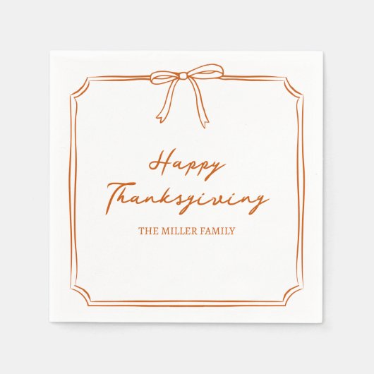 Serviette En Papier Élégant Thanksgiving Burange Simple Chic Bow (Devant)
