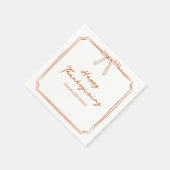 Serviette En Papier Élégant Thanksgiving Burange Simple Chic Bow (Coin)